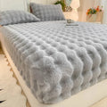 Axyaa Rabbit Fur Plush Fitted Sheet - Thick, Winter Bedspread, Anti-Slip Mattress Protector