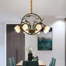 Axyaa Nordic Floral Chandelier: Green Leaf Glass Pendent Lamp