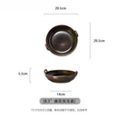 Axyaa Stone Pottery Double-eared Tray - Japanese Retro Ceramic Dish - Household Fruit Plate