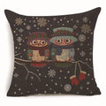Axyaa Owl Linen Pillowcase: Office Car Sofa Living Room Decor 45x45cm