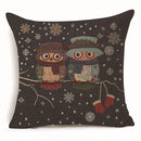 Axyaa Owl Linen Pillowcase: Office Car Sofa Living Room Decor 45x45cm