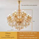 Axyaa Luxury Crystal Chandelier for Living & Dining Room - Elegant Golden Villa Candles Hanging Light