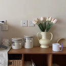 Axya Cream Ceramic Vase, Vintage Style, Living Room Table Decor, Home Accent