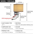 Axyaa Square Retro Fabric LED Wall Lamp with USB Reading Light and Switch