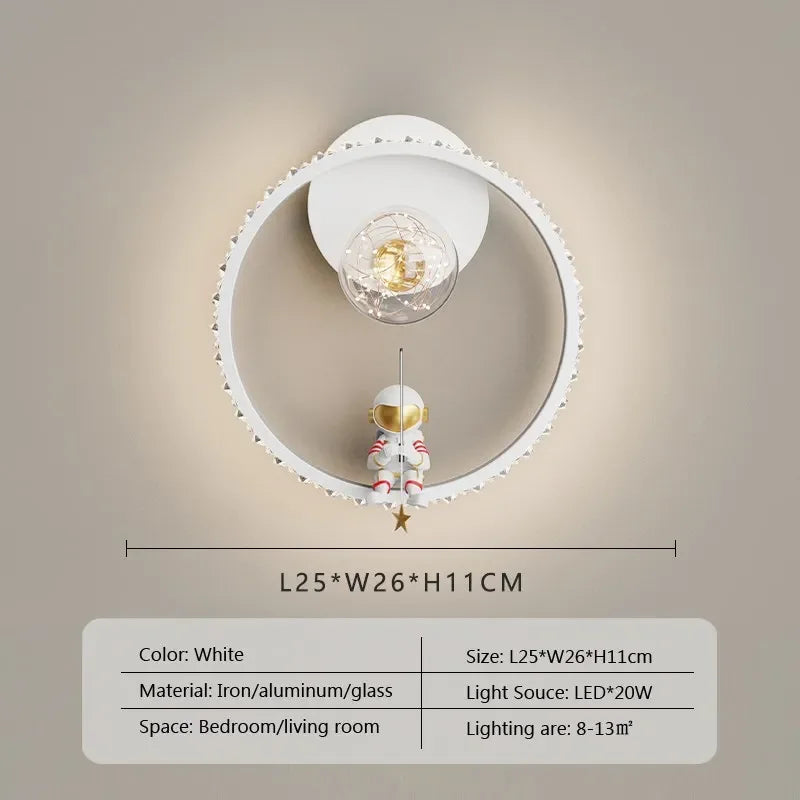 Axyaa Astronaut Star Moon LED Wall Lamps for Children's Room