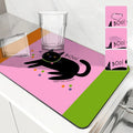 Axyaa Halloween Cat Drain Pad, Absorbent Anti-Slip Mat for Dishes and Cups