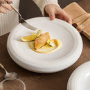 Axyaa White Ceramic Double Layer Plate for Molecular Cuisine and Desserts