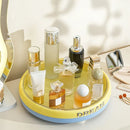 Axyaa 2-in-1 Rotating Cosmetic Organizer: Desktop Skin Care Carousel Display Box for Bedroom