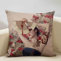 Axyaa Classic Japanese Lady Cushion Cover 45x45cm Home Decor Pillowcase