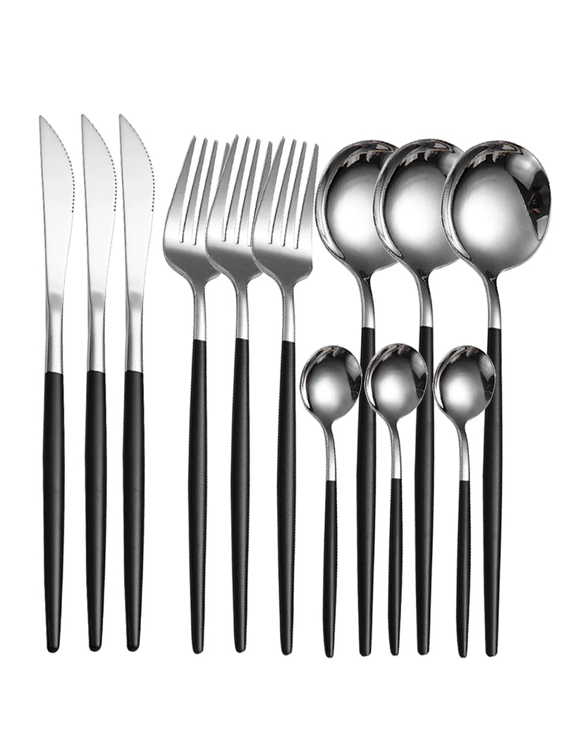 Axyaa 12pc Stainless Steel Cutlery Set - Knife, Fork, Spoon