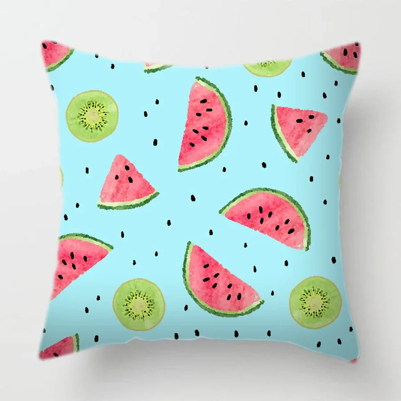 Axyaa Tropical Fruits Cushion Cover Watermelon Pineapple Decorative Pillow Case
