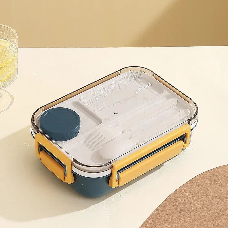 Axyaa 3-Compartment Bento Lunch Box with Fork and Spoon
