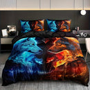 Axyaa Wolf Flame Duvet Cover Set: Soft Polyester Bedding for All Seasons