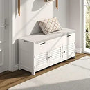 Axyaa Shoe Storage Bench with Lift Top, Cushioned Seat, Adjustable Shelf