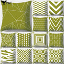 Army Green Geometric Printed Pillowcase by Axyaa for Living Room and Bedroom Decor
