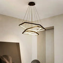 Axyaa Hexagon LED Pendant Light: Modern Minimalist Aluminium Chandelier for Living Room, Bedroom, Foyer