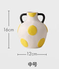 Axyaa Double Ear Ceramic Vase for Flower Arrangement & Ornamental Crafts