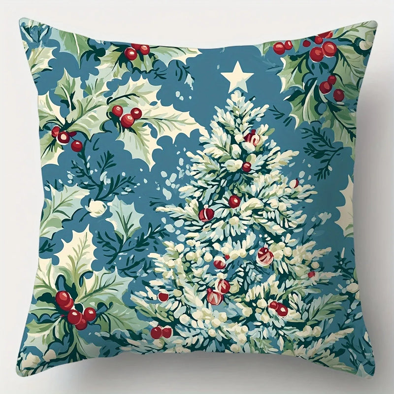 Axyaa Christmas Pillowcase with Retro Santa Claus Snowman Print
