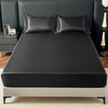 Axyaa Silk Satin King Fitted Sheet Set with Elastic Band - Soft & Silky Bed Cover