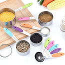 Axyaa Silicone Handle Stainless Steel Measuring Spoon Set, Colorful Kitchen Gadget