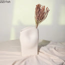 Axyaa Ceramic Vase Irregular Shape Floral Table Decor Minimalist Aesthetic Flowers Arrangement