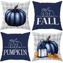Axyaa Fall Pumpkin Velvet Pillow Covers - Harvest Blue Gray, Soft Decorative Bedding