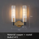 Axyaa Brass Clear Crystal LED Wall Sconces, Modern Indoor Wall Lights