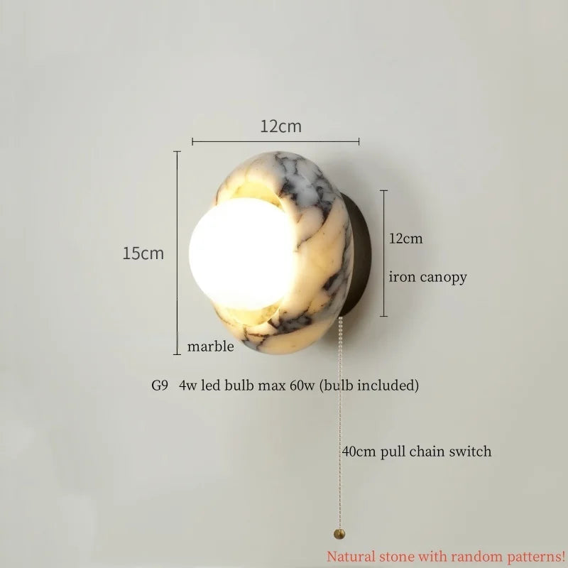Axyaa Circular Marble LED Wall Lamp Modern Nordic Interior Lighting