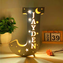 Axyaa Personalized LED Name Wall Decor Night Light with Stars for Family, Couples, Kids - Wooden Lamp