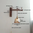 Axyaa Antique Brass Wall Lamp with Amber Glass Shade for Home Decor