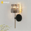 Axyaa Gray Glass Shade Wall Sconce E27 Bulb Wall Light for Living Room Night Lighting