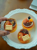Axyaa Ceramic Relief Fruit Tray, High Leg Dim Sum Tray for Restaurant Decor