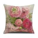 Axyaa Pastoral Floral Cushion Cover: Elegant Linen Home Decor for Sofa, Square Flower Pillow