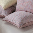 Axyaa Pink Woven Cushion Cover with Ball Edge for Home Decor