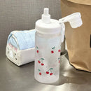 Axyaa Cherry Frosted Plastic Water Bottle with Straw, 500ML