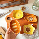 Axyaa Ceramic Bread Shape Side Dishes Set - 4pcs Cute Small Plates