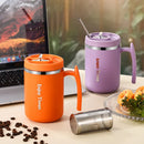 Axyaa Stainless Steel Insulated Travel Coffee Mug with Handle, Lid, Infuser