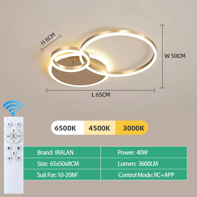 Axyaa Round Circle Ring Chandelier Ceiling Lamp for Home Decor Lighting in Living Bedroom