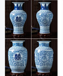 Axyaa 34cm Blue and White Porcelain Vase Antique Chinese Style Flower Arrangement