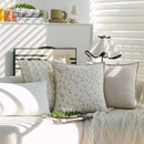 Cream Floral Polyester Cushion Cover Set by Axyaa