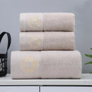 Axyaa 3-Piece Waffle Towel Set: 1 Bath, 2 Hand Towels - Cream