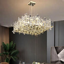 Axyaa Square Crystal Pendant Lamp: Modern Chandelier for Living Room, Bedroom, Dining Room