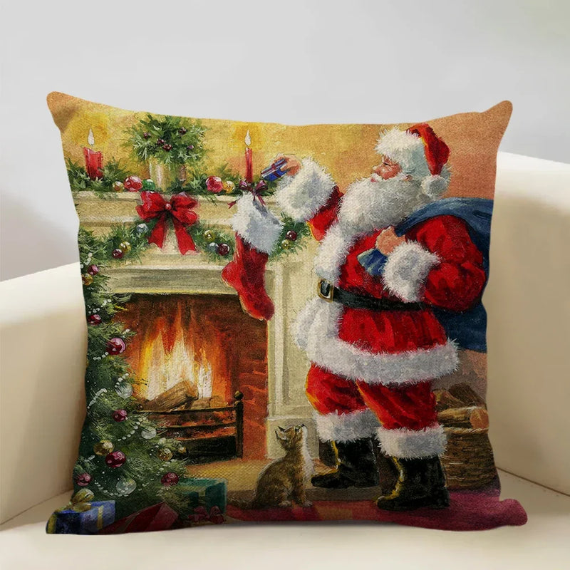 Axyaa Christmas Tree Santa Claus Cushion Cover 45x45cm