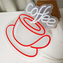 Axyaa 15" Coffee Neon Light Sign - Transparent Acrylic Cup Art for Bar Business