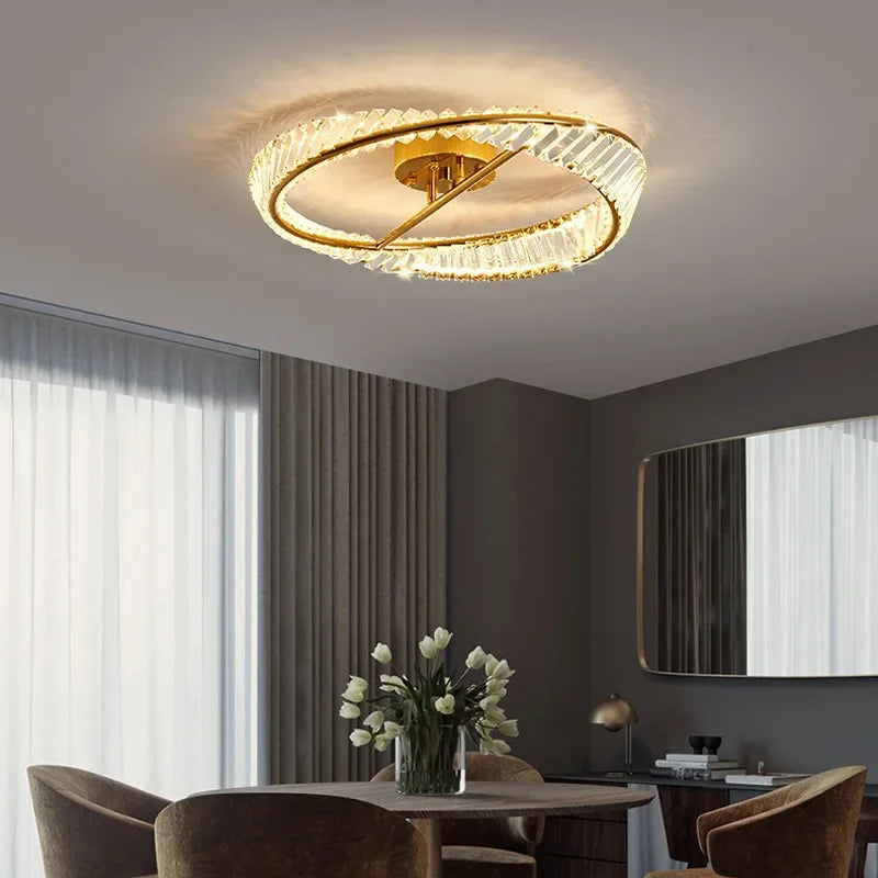 Axyaa Crystal LED Chandelier: Luxury Modern Bedroom Ceiling Lamp