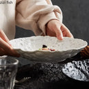 Axyaa Stone Pattern Ceramic Dinner Plate Set - Restaurant Tableware
