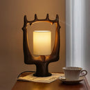 Axyaa Solid Wood Table Lamp Dimmable LED Fabric Lampshade for Indoor Decor