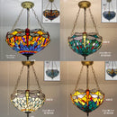 Axyaa Mediterranean Tiffany Glass Pendant Light Chandelier with LED Home Deco