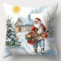 Axyaa Winter Holiday Pillowcase - Festive Snowman & Santa Claus Sofa Cushion Cover