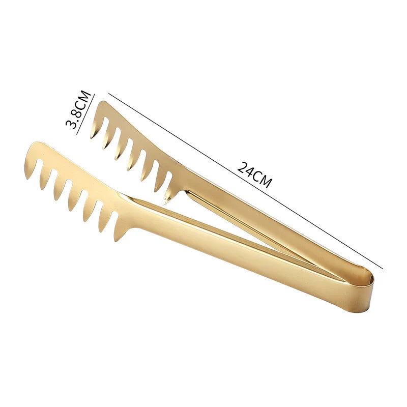 Axyaa Stainless Steel Kitchen Tongs: Color Comb Meal Clip for Non Stick Cookware